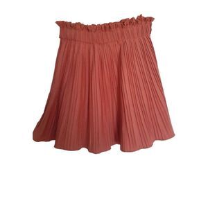 Womens Orange Pleated Skirt by Haute Monde